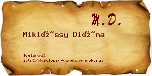 Miklóssy Diána névjegykártya